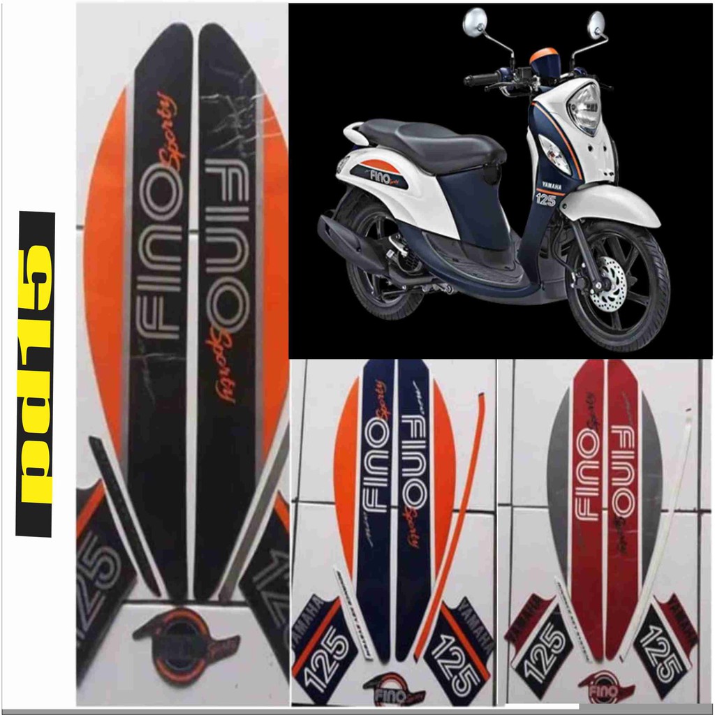 stiker body standar yamaha fino 125 ,tahun 2017,warna biru, merah dan orens full set