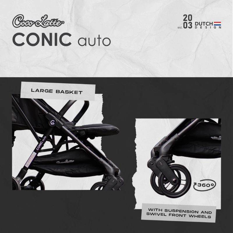 Cocolatte Stroller CL - CB 70152 SN Iconic Conic Auto Kereta Dorong Bayi Autofold Cabin Size