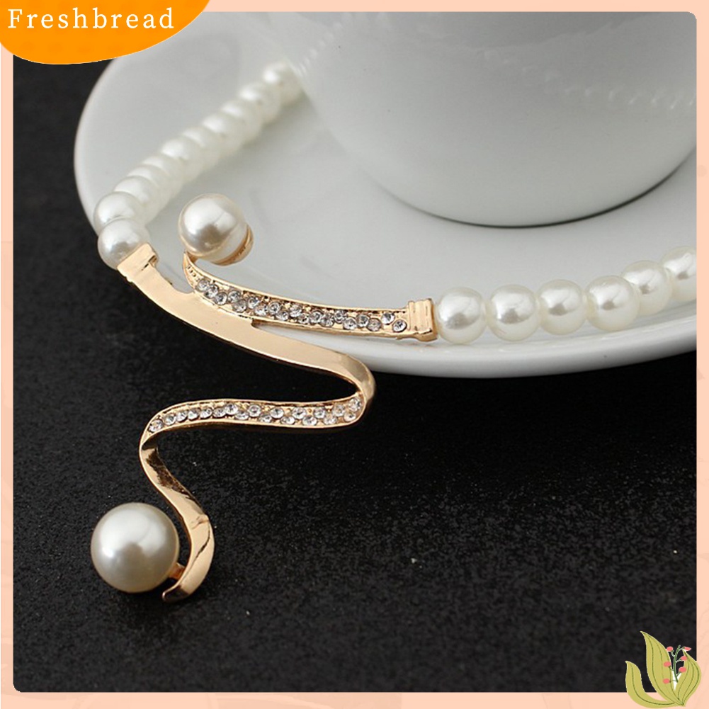 Terlaris Rhinestone Faux Pearl Beaded Necklace Stud Earrings Bridal Wedding Jewelry Set