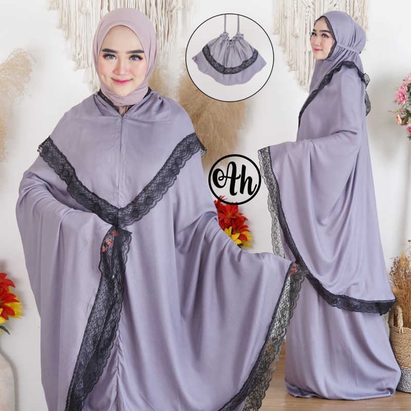 (BISA COD)Mukenah hasinah Rayon motif viscose premium free tasbih
