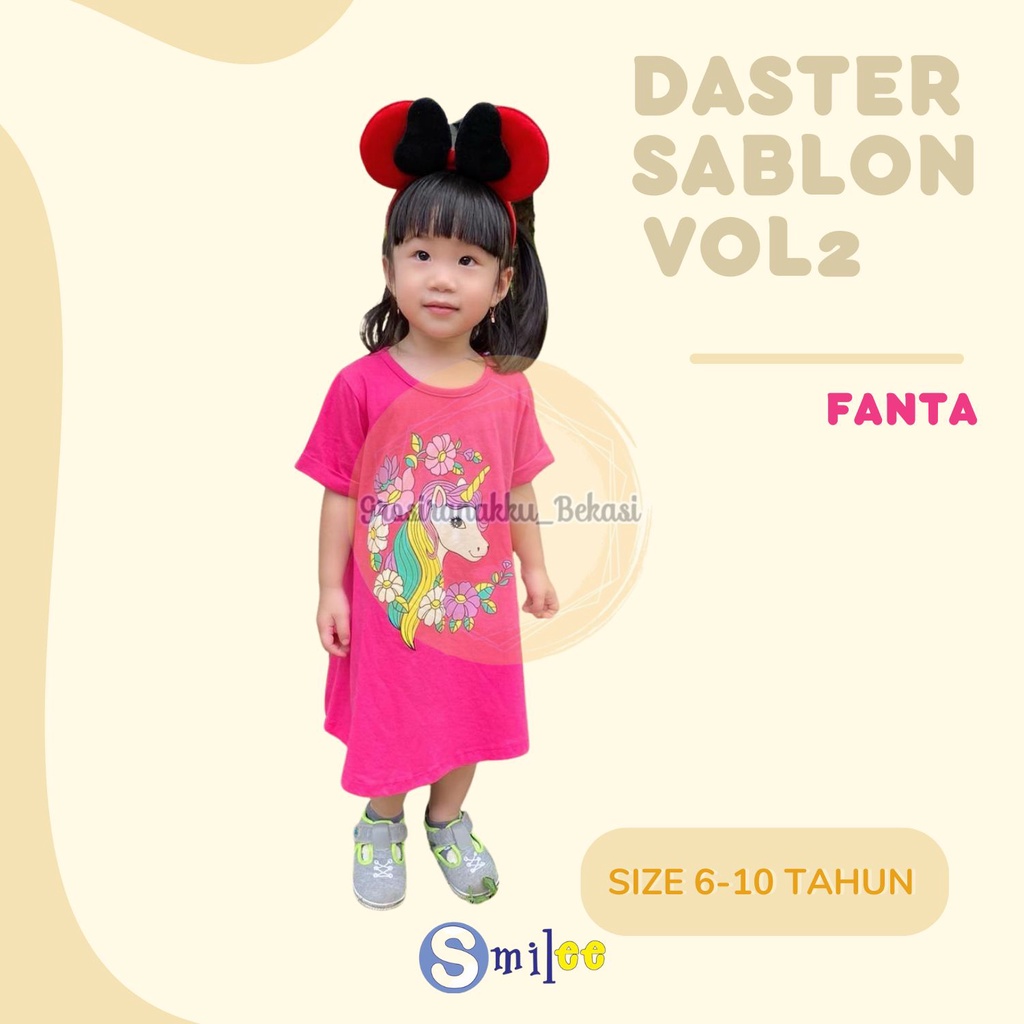 Daster Anak Smile Sablon Vol 2 Junior Motif Fanta Pegasus Size 6-10Thn