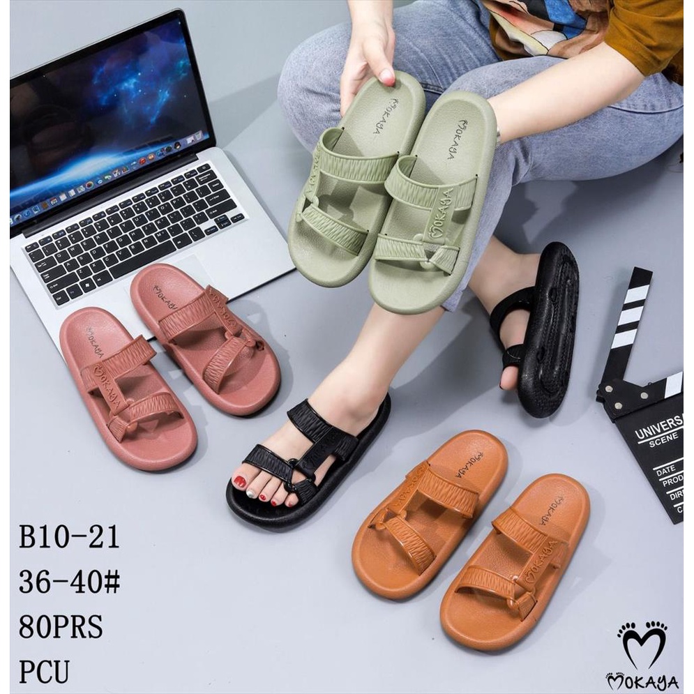 Sandal Slop Jelly Wanita Semi Gunung Ban Kerut Sambung Mokaya Keren Casual Elegant Kekinian Import Mokaya / Size 36-40 (B10-21)