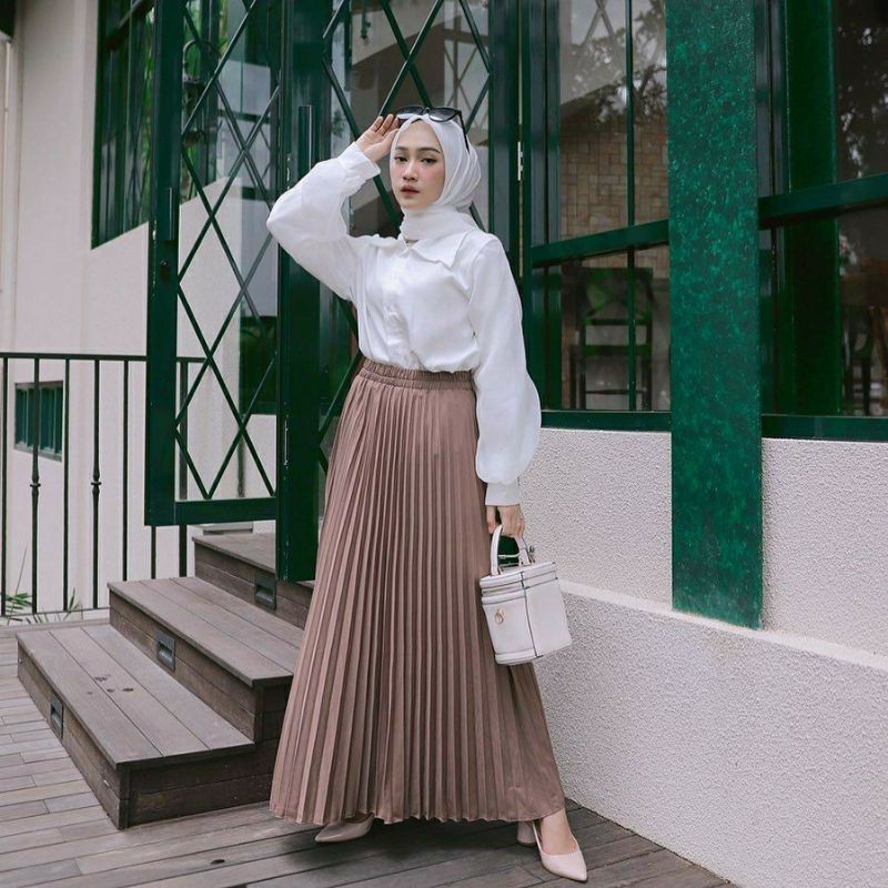 Rok Plisket Klok Termurah bisa JUMBO Best Seller Terlaris/ Plisket Lipatan Besar / Pleated Skirt