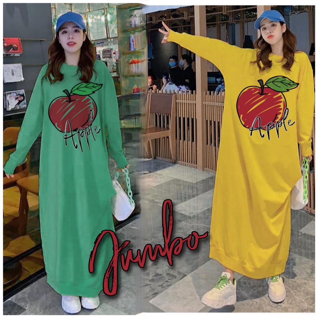 Damai fashion jakarta - long dress JUMBO wanita APPLE APPLE - konveksi murah tanah abang