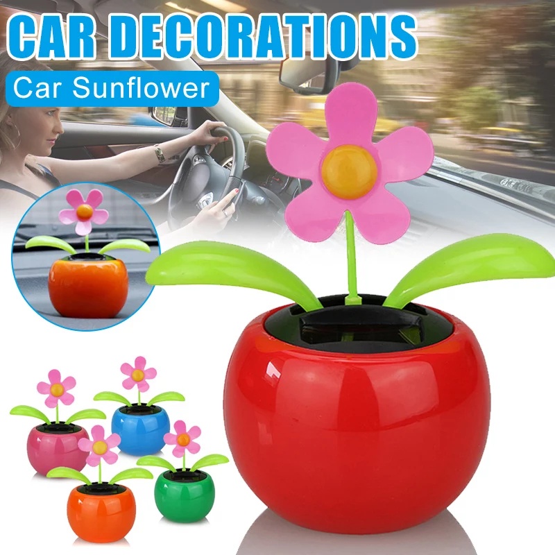 Pajangan Dashboard Mobil Tenaga Surya Solar Powered Flower Flip Flap