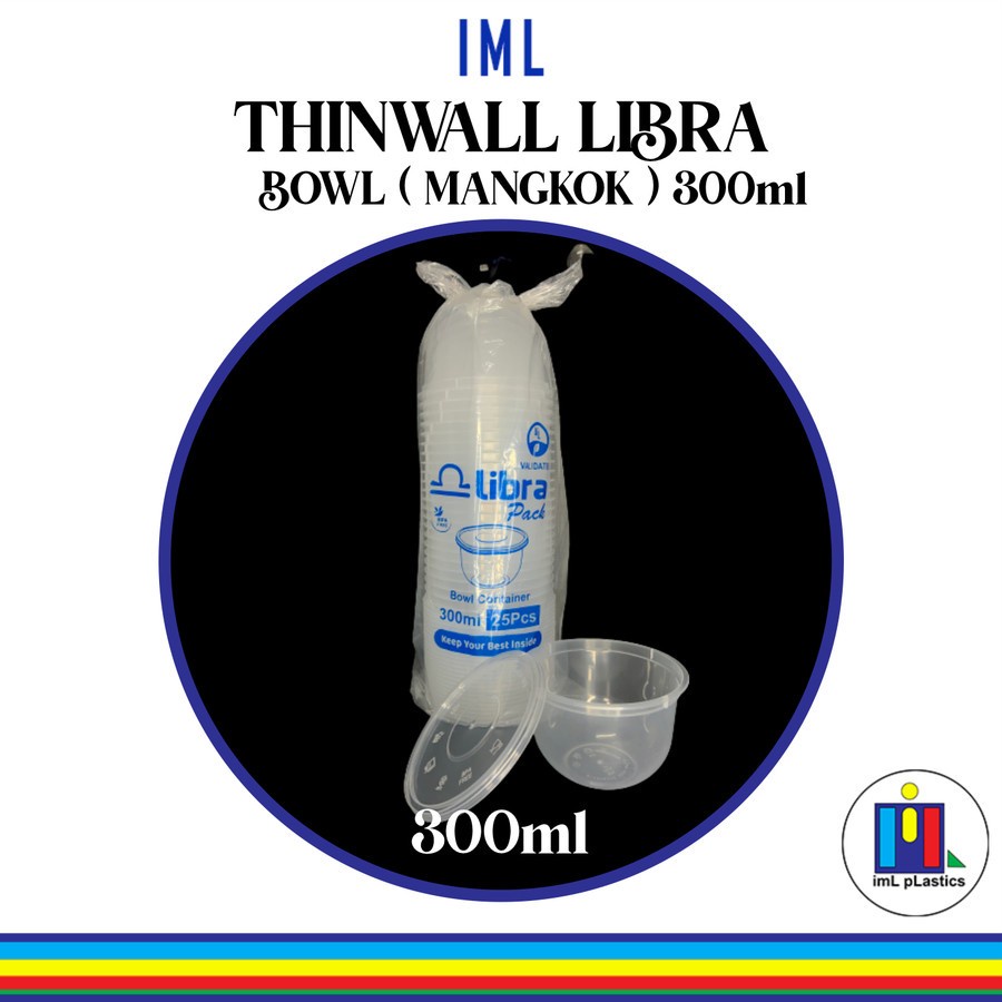 Kotak Makan Plastik THINWALL LIBRA BOWL MANGKOK 300ml-1 set 25pcs