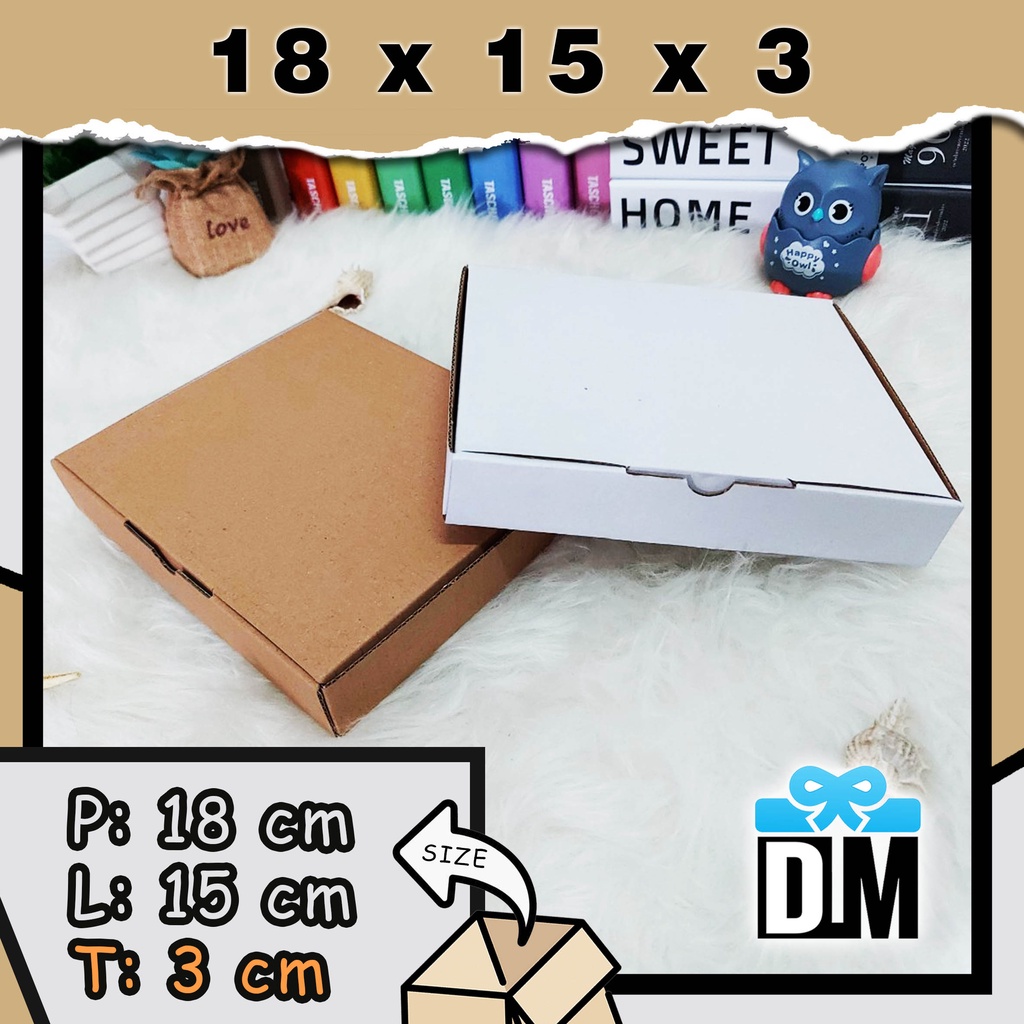 

Kardus 18 x 15 x 3 cm Dus Box 18x15x3 cm Kotak Packing 180 x 150 x 30 mm Putih Coklat White Kraft