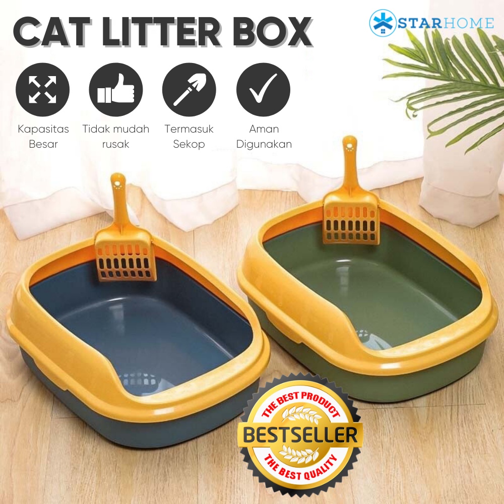 Cat Litter Box Kotak Bak Pasir Kucing Litter Box Kucing Wadah Tempat Pasir Kucing Toilet Kucing