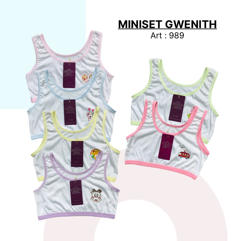 Miniset Anak Remaja Gwenith Putih Sticker | Tanpa Busa | KATUN TEBAL | 9804