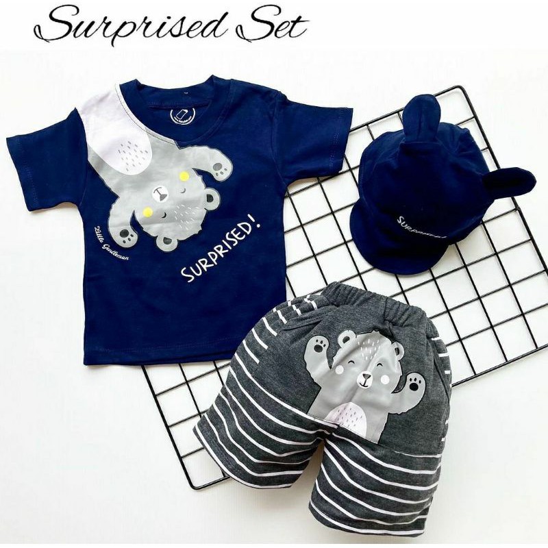 Baju setelan kaos celana kekinian fashion anak bayi cowok laki baby boy murah -sur