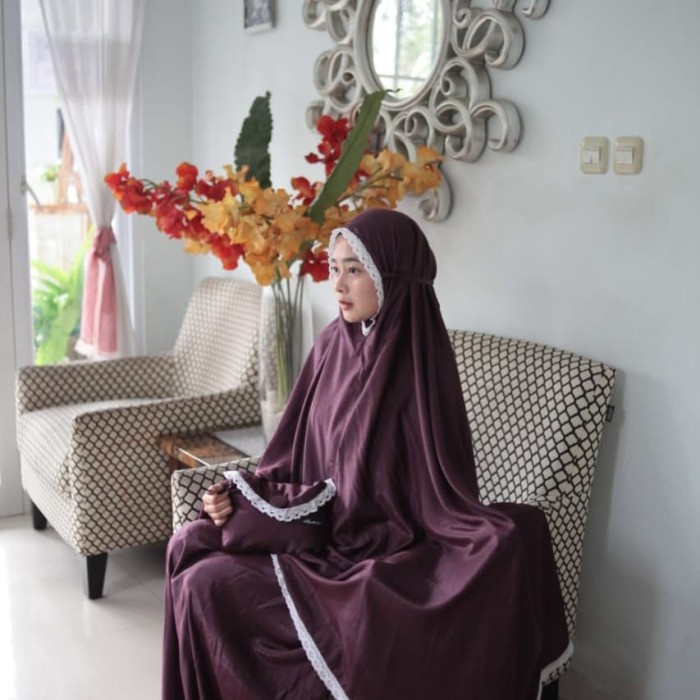 Mukena Katun Syahida Putih Polos Syari Traveling Cantik Adem Jumbo Ori