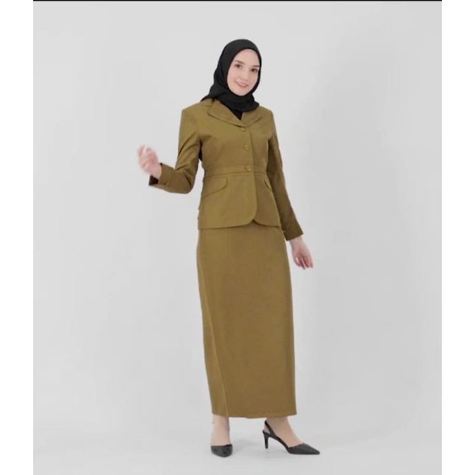 blazer pemda wanita / seragam kheki pns wanita / seragam pns / seragam wanita rok