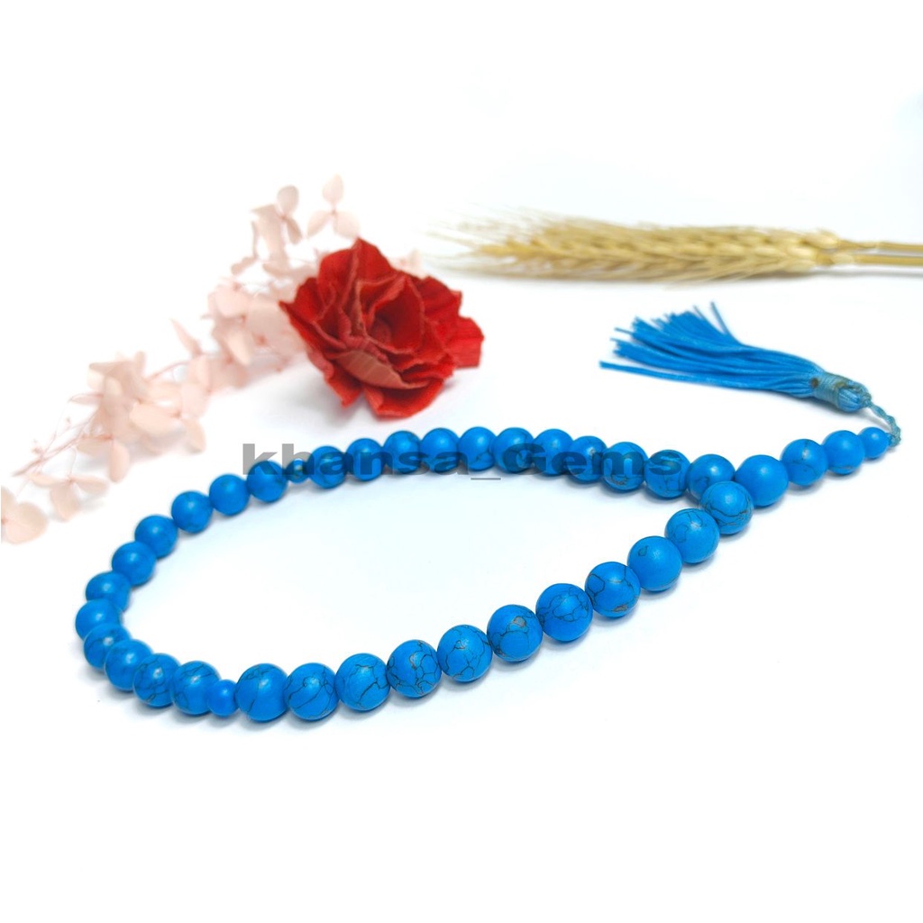 TASBIH BATU GIOK PIRUS BIRU DIM 10MM ISI 33 BUTIR AKSESORIES PERLENGKAPAN IBADAH SHOLAT DZIKIR FASHION MUSLIM