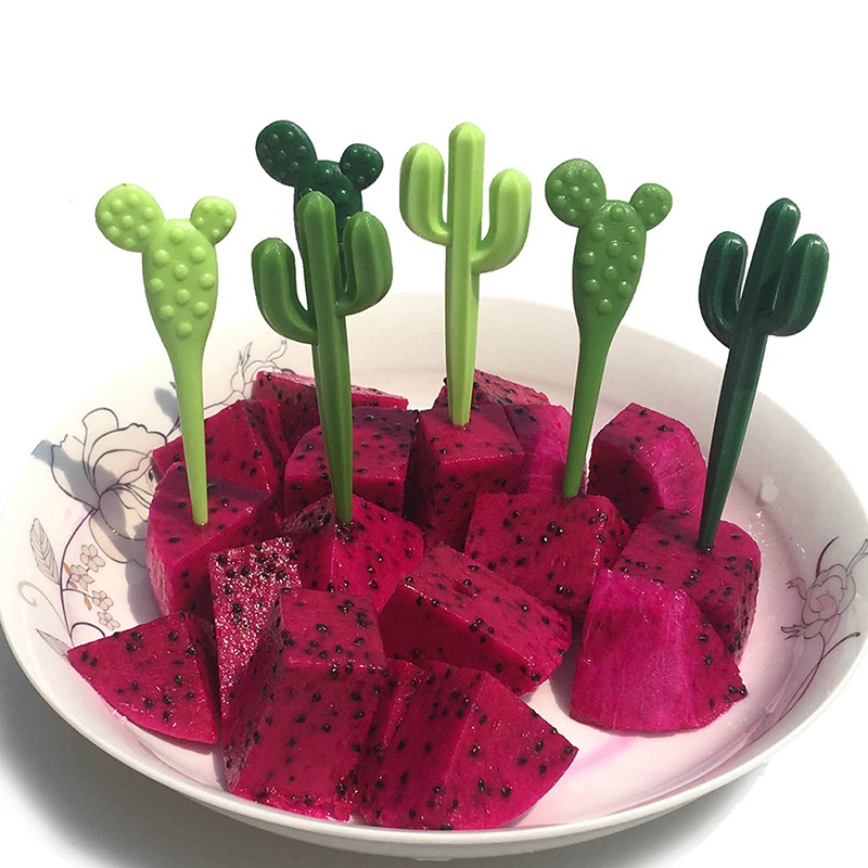 [tiantianbaofu] 6pcs/pack Cactus Fruit Forks Dessert Forks Toothpick Kids Tableware Food Picks Boutique