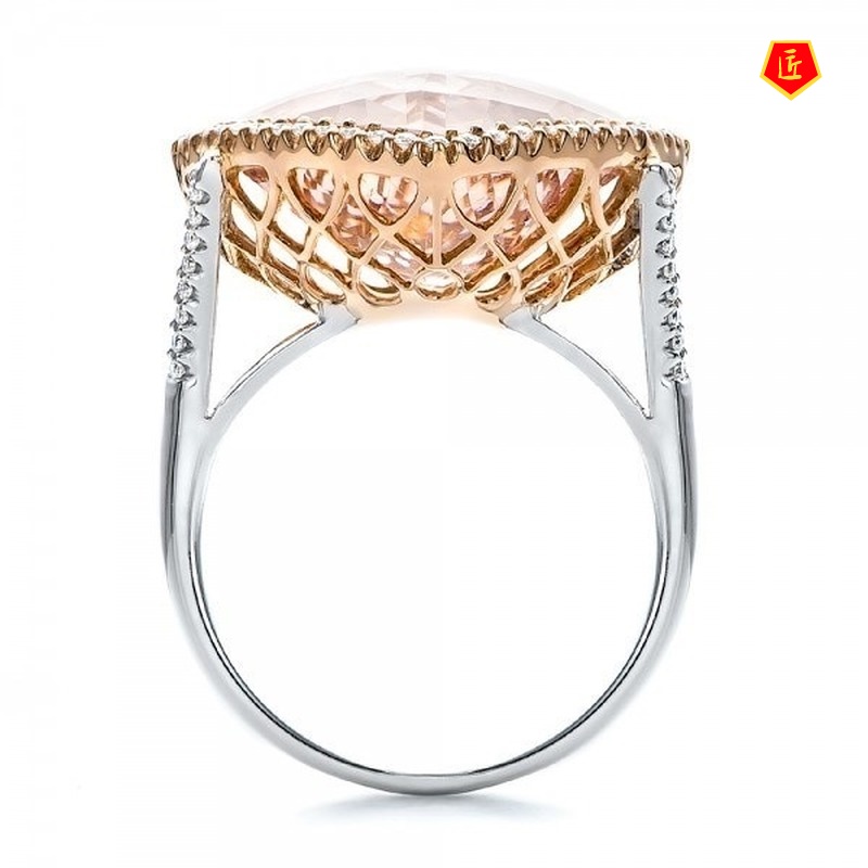 [Ready Stock]Inlaid Champagne Gem Ring 14K Rose Gold