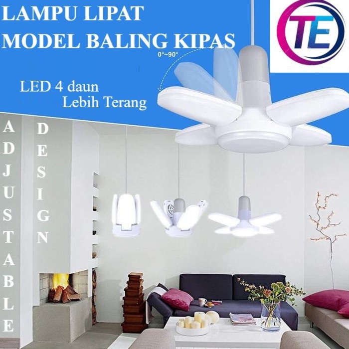 Lampu lipat model Bola 28W / Daun 28watt folding fan mini Blade Super terang