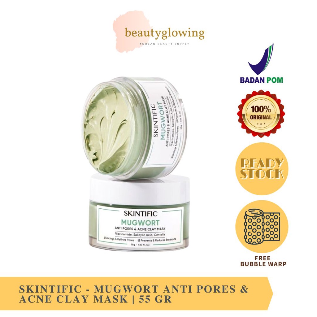 [BPOM] SKINTIFIC  Mugwort Anti Pore Wash Off Pack 55G