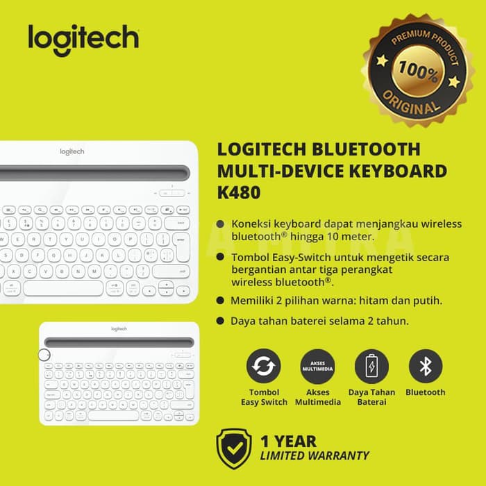 Keyboard Wireless Bluetooth Logitech K480 / K 480 Multi Device