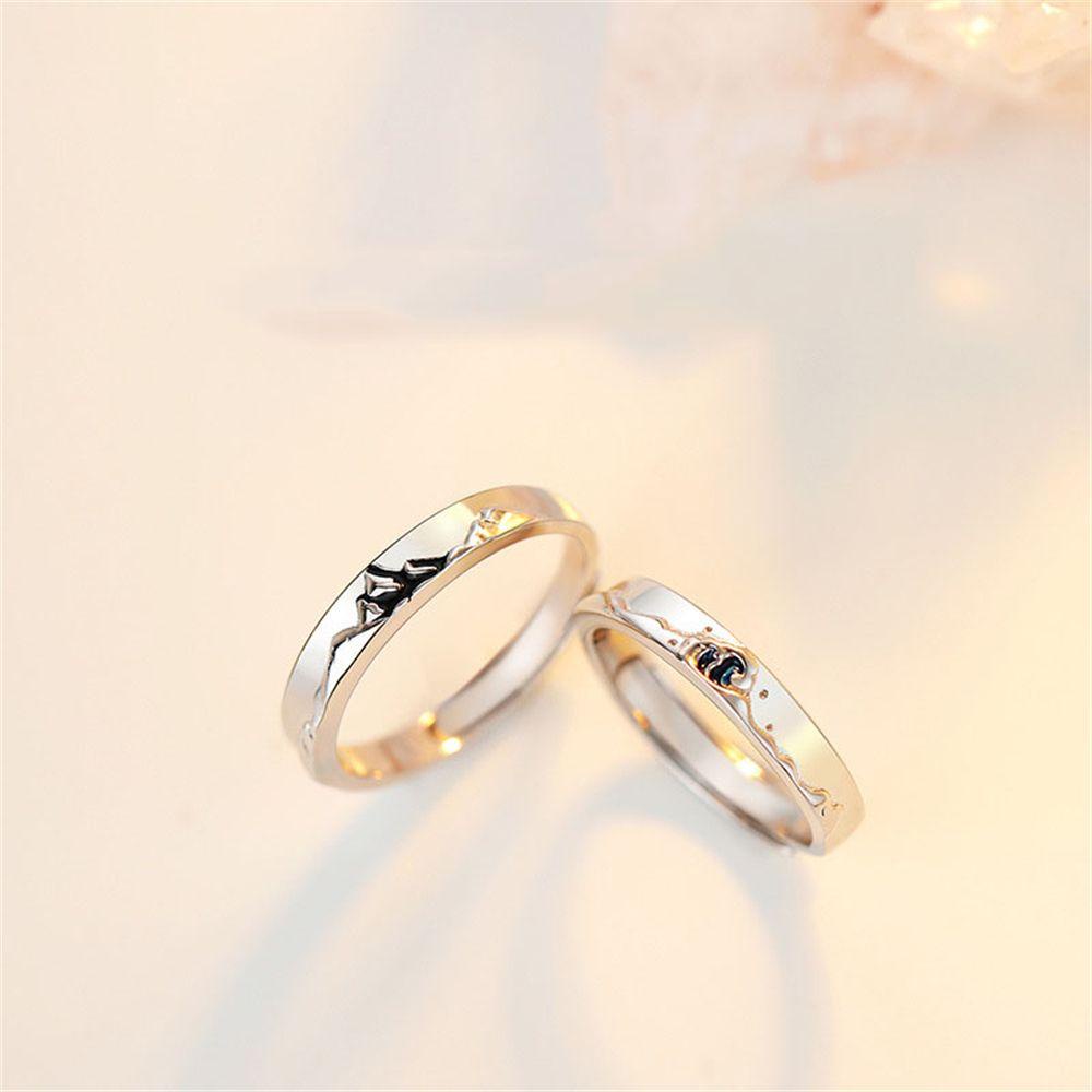 Top Couple Cincin Hadiah Anniversary Perhiasan Kekasih Pernikahan Romantis S925 Perak Berlapis