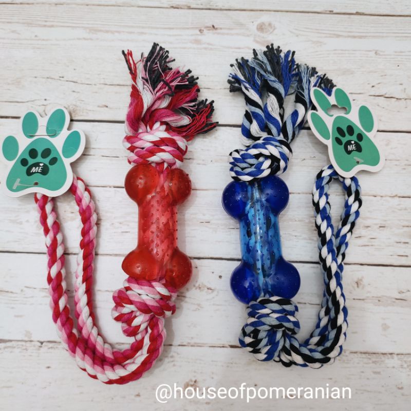 Dog rope rubber toy. Mainan anjing tali tambang tulang kunyah gigit