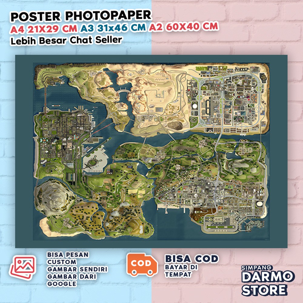 Poster GTA Grand Theft Auto San Andreas Hiasan Dinding Gaming Aesthetic Game Vintage CJ GTASA-12