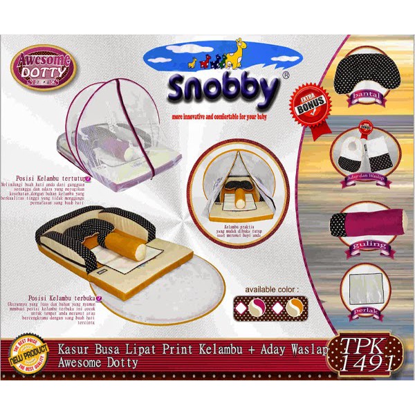 Snobby Kasur Bayi Busa Lipat Print Kelambu + Aday Waslap Awesome Dolty TPK1491