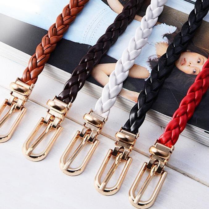 IKAT PINGGANG WANITA KULIT MODEL KEPANG ANYAMAN GESPER WANITA KECIL - 9-722-CW