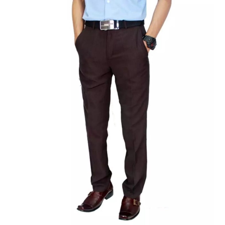 CELANA BAHAN | KERJA | FORMAL | KANTOR | PANJANG | HITAM | DASAR PRIA SLIMFIT _-