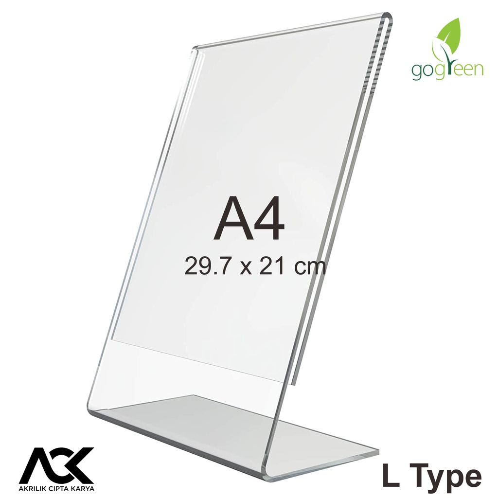 Jual Tempat Akrilik Brosur A4 L Type Acrylic Tent Holder A4 Akrilik L