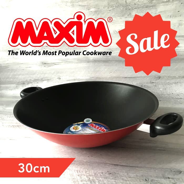 MAXIM VALENTINO WOK 30 Cm - Wajan pengorengan 30cm / Kuali Teflon Anti Lengket 30cm
