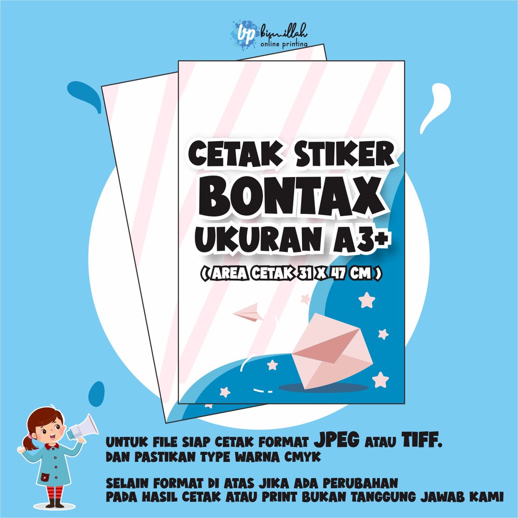 

Cetak Stiker Bontax / chromo A3+