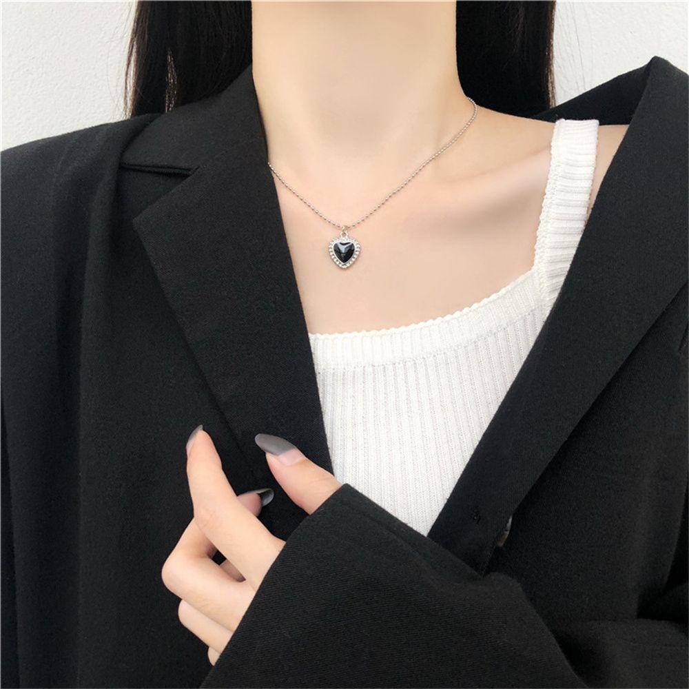 Solighter Kalung Kristal Hitam Kesederhanaan Hadiah Gaya Korea Choker Aksesoris