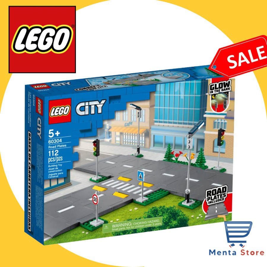 Lego City Road Plates Glow In The Dark Street Lights Road Signs Shopee Indonesia