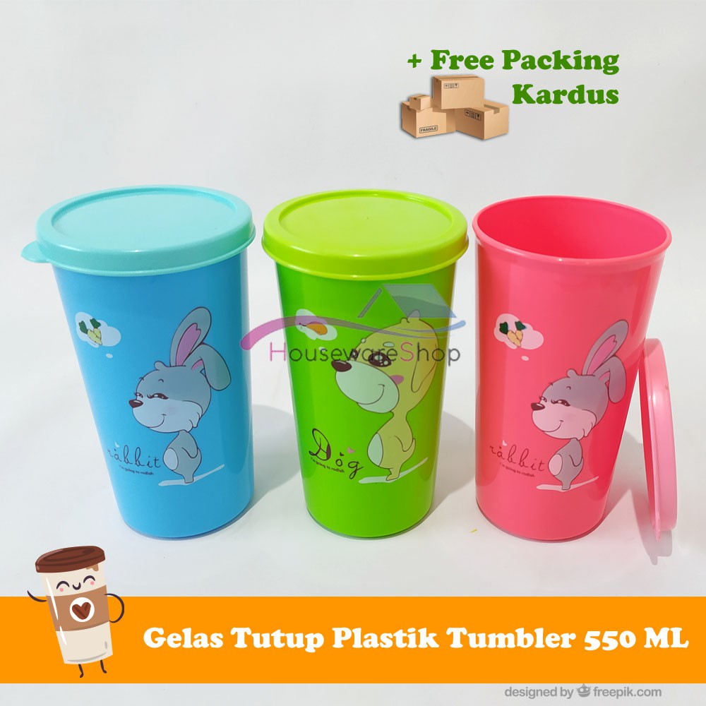 Gelas Plastik / Tumbler Anak Colorful Tutup