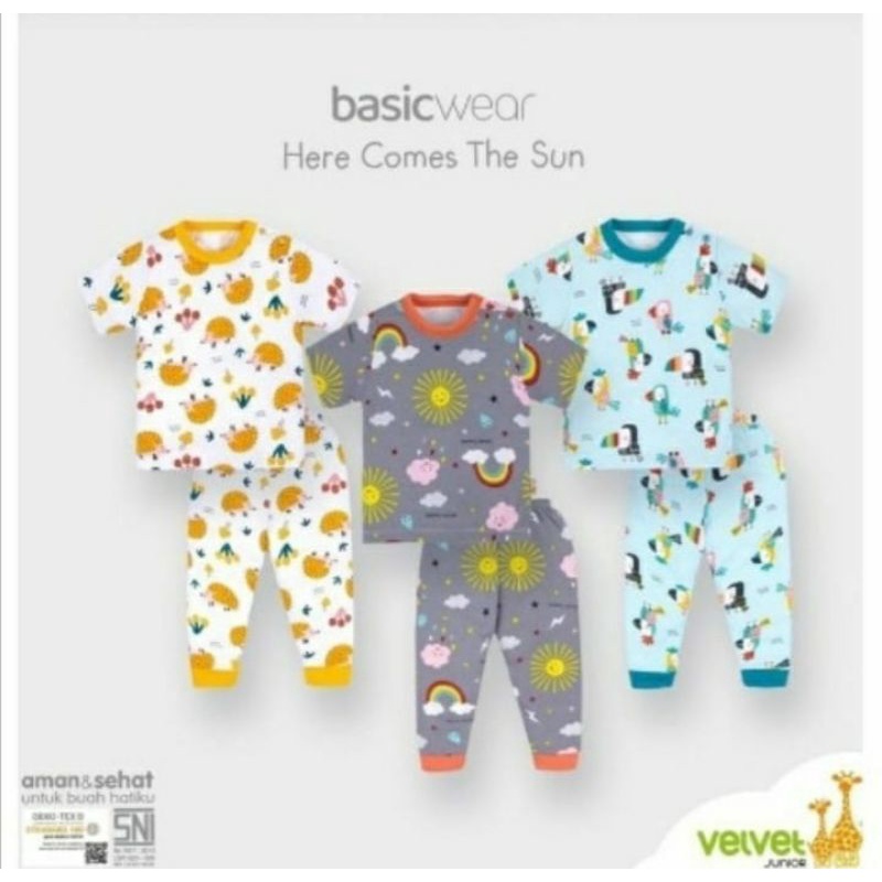baju velvet junior lengan pendek celana panjang