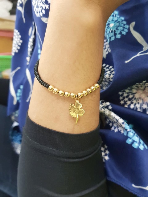 Gelang tangan wanita gelang tali ethink kombinasi lapis emas