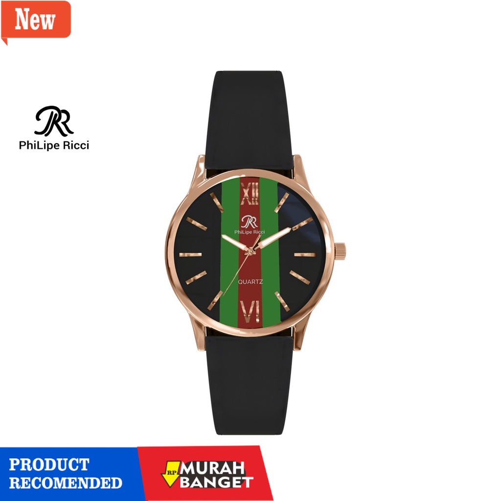 Jam analog wanita terbaik- PhiLipe Ricci Jam Tangan Wanita Analog Karet Kecil 6449 + BOX