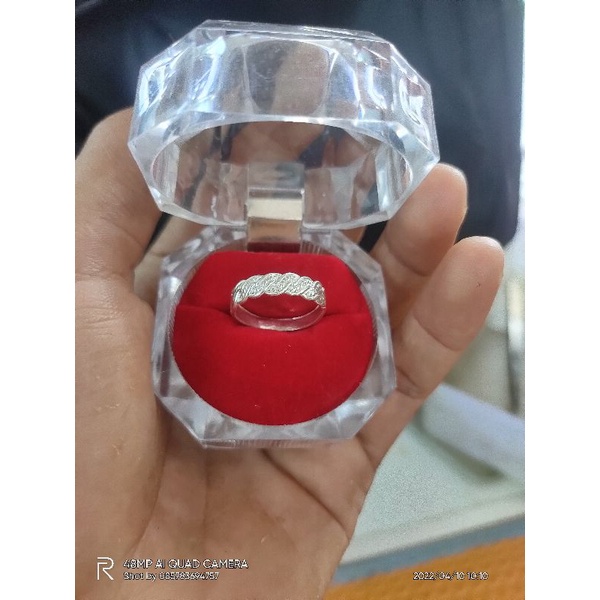 Perak murni 925 cincin rante kepang
