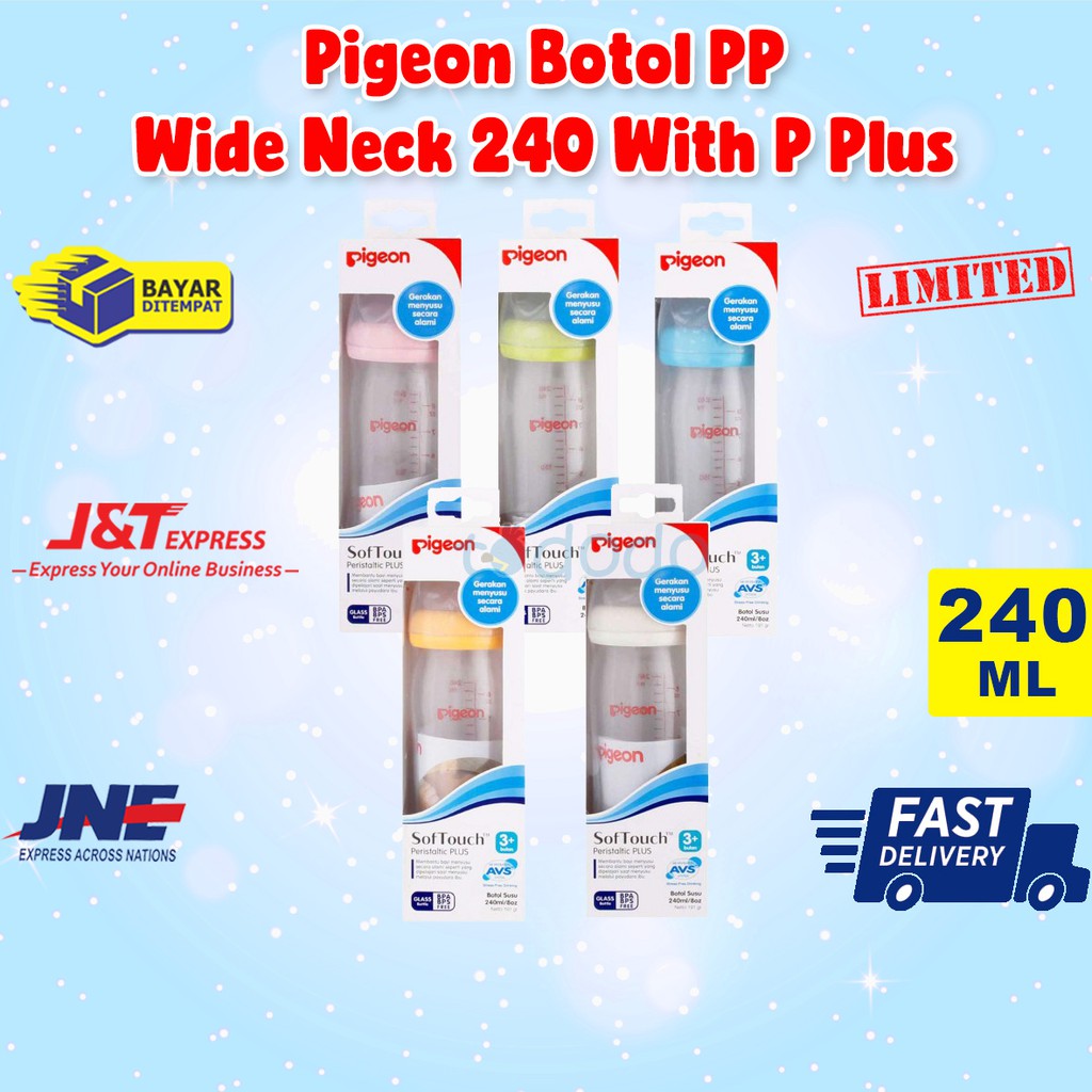 Pigeon Botol PP Wide Neck 240 With Peristaltic Plus - Botol Susu