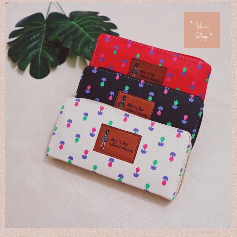 Dompet Panjang Motif Tulip Korea | Shin In The Natural Beauty Wallet | Yurashop