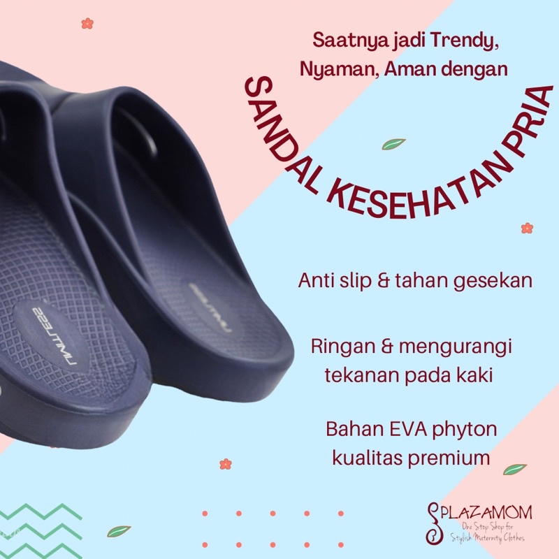 sandal kesehatan EVA karet PRIA DEWASA slop selop sendal slippers ringan nyaman empuk menjaga keseimbangan kaki trendy stylish kekinian model korea korean anti slip awet kualitas premium