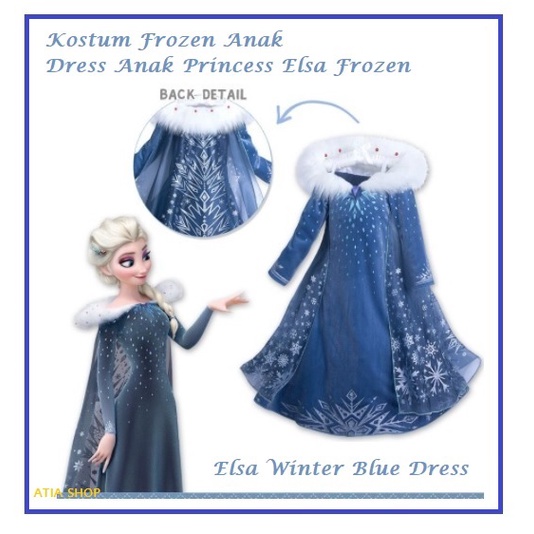 Kostum Winter Frozen Princess Elsa-Baju Frozen Anak Princess Elsa Winter Blue-Dress Princess Elsa Fr