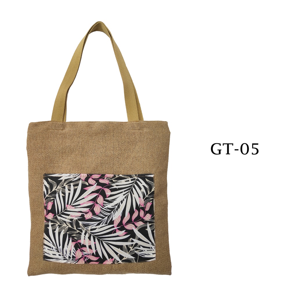 Tote Bag Goni Gail Dengan Kantong Depan Tas Tote 40x34cm Motif GT-05