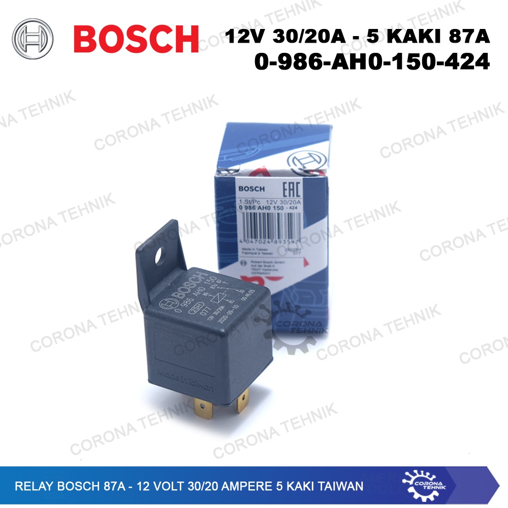 Taiwan - Relay Bosch 87a - 12 Volt 30/20 Ampere 5 Kaki - 0-986-AH0-150-424