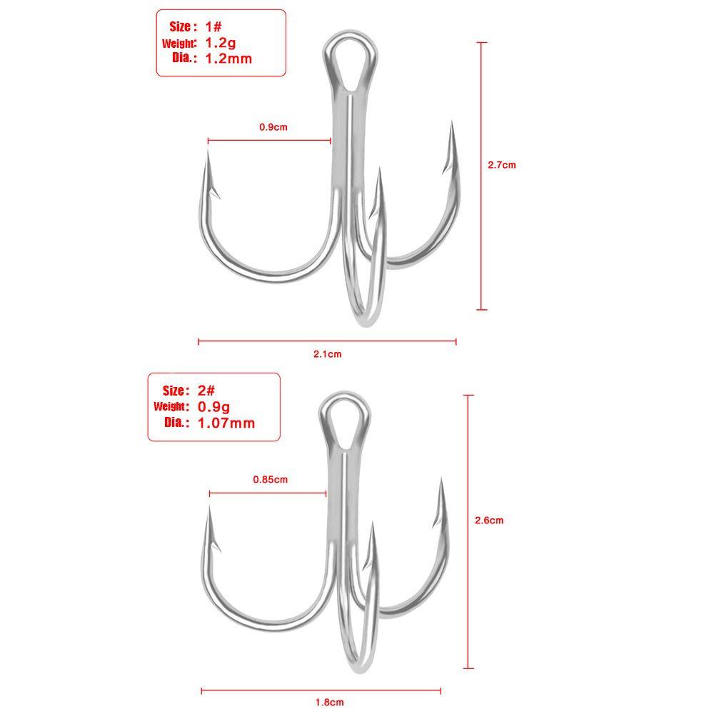 TOP 10pcs /Set Fishhooks Olahraga Umpan Berduri Kait Treble Jig