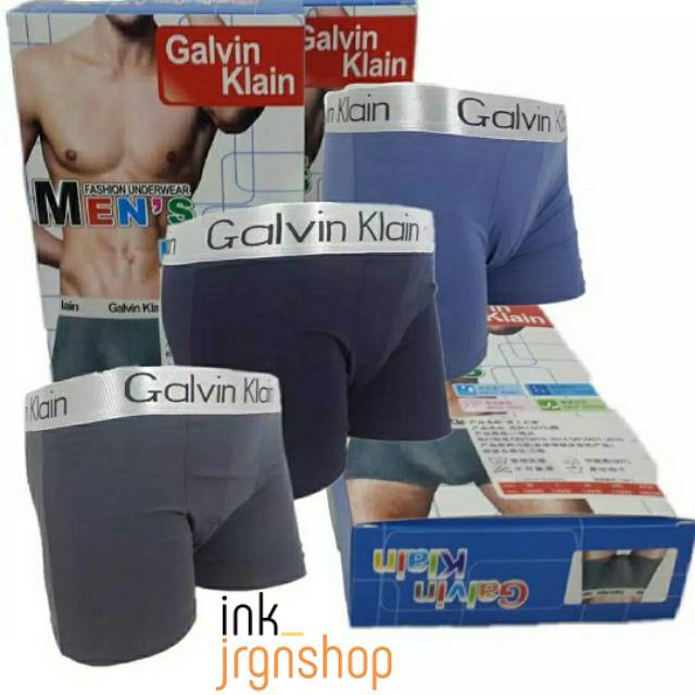 CELANA DALAM PRIA (1 BOX ISI 3 PCS) / CELANA DALAM BOXER GALVIN KLEIN / CD BOXER PRIA DEWASA