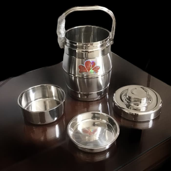 rantang tunggal 2, L- double layer handle cooker steinless