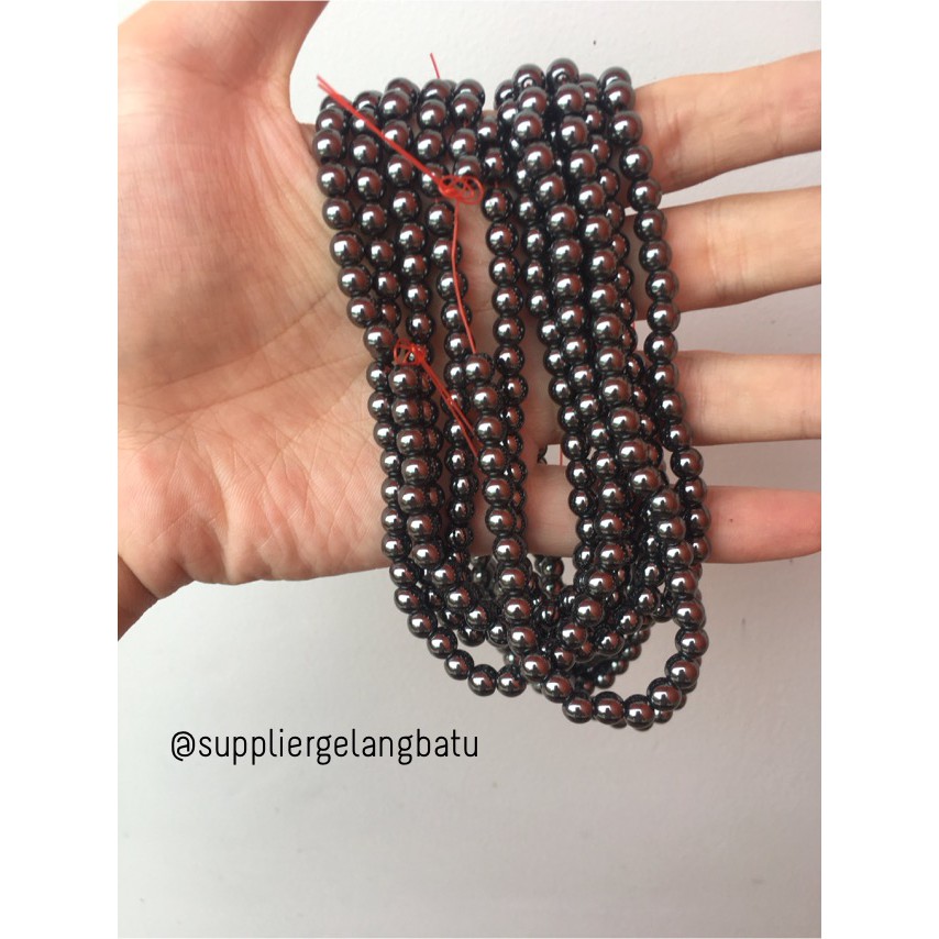 bahan blustin hematite badar besi 6mm per renceng grosiran termurah tourmaline gelang kalung impor