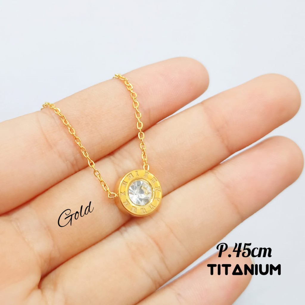 Perhiasan TITANIUM Kalung permata 1 branded Anti karat &amp; Anti Luntur