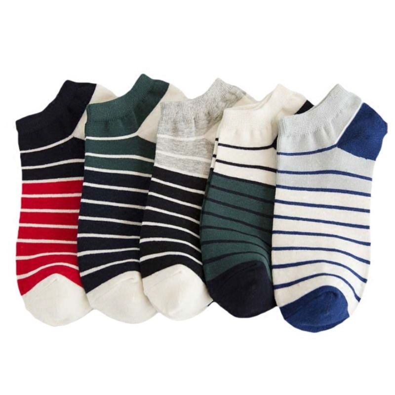 [COD] Kaos Kaki Wanita Unisex Ala Korea Motif Garis Import Lucu Cute Pendek Semata Kaki